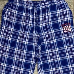 NY Giants Blue Plaid Pajama Pants with Giants Logo